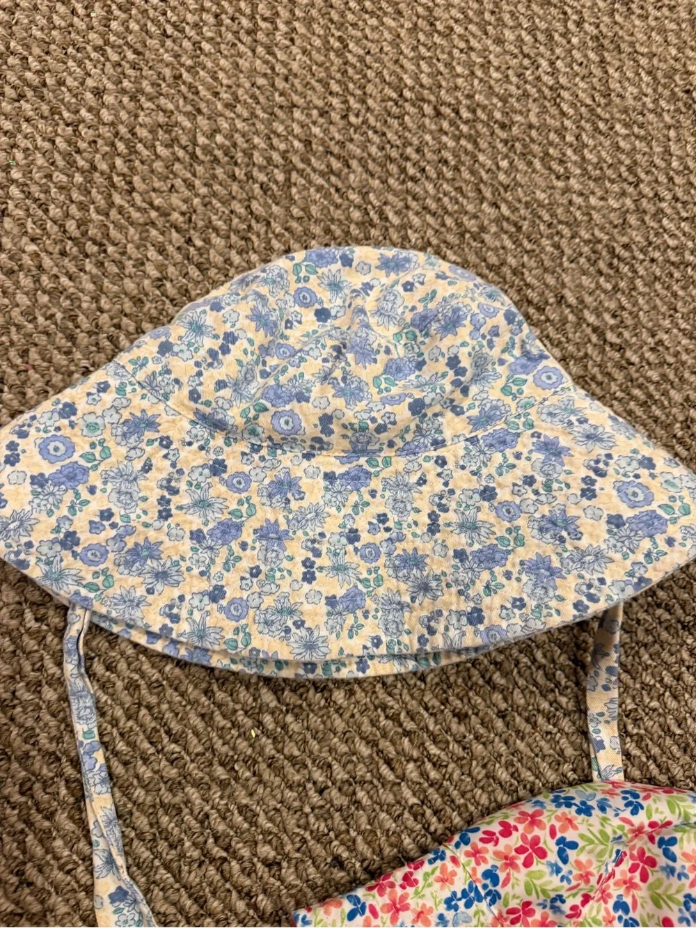 New Kids Floral Sun Hats (3) Reversible Pink Floral Fits Sizes Infant - 5T